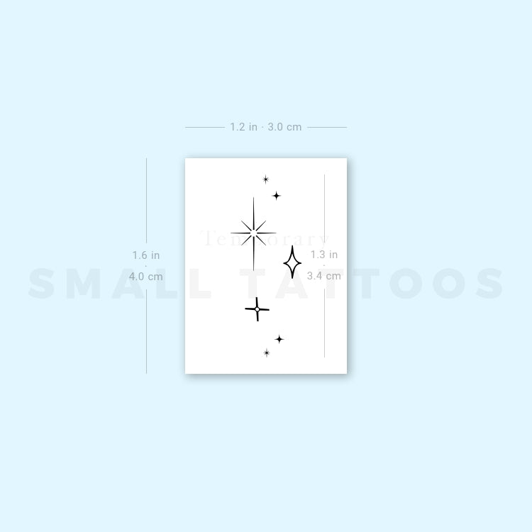 Tatuaje temporal de estrellas y destellos (juego de 3)