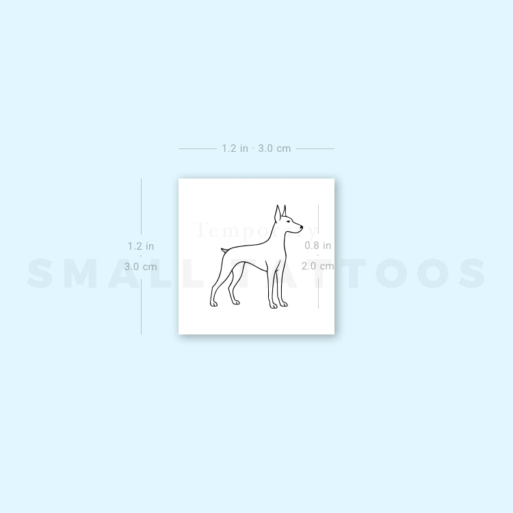 Fine Line Doberman Temporary Tattoo (Set of 3)