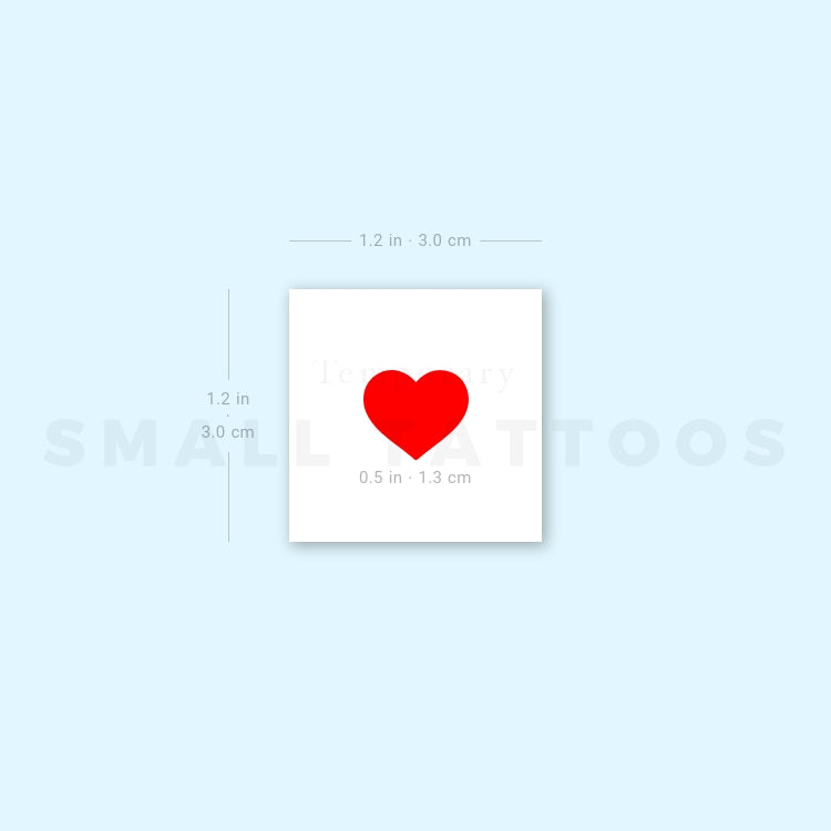 Small Heart In Red Temporary Tattoo (Set of 3)
