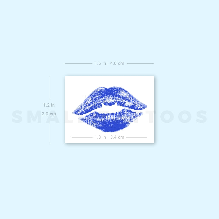 Tatuaje temporal de beso azul (juego de 3)