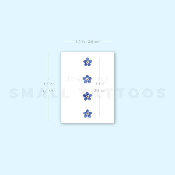 Four Forget-me-not Flowers Temporary Tattoo (Set of 3)