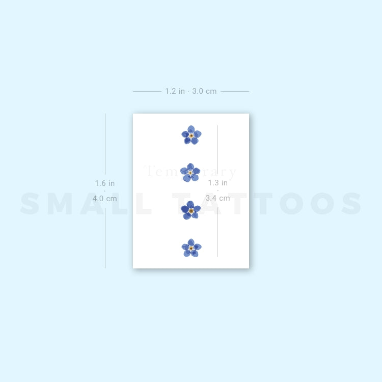 Four Forget-me-not Flowers Temporary Tattoo (Set of 3)