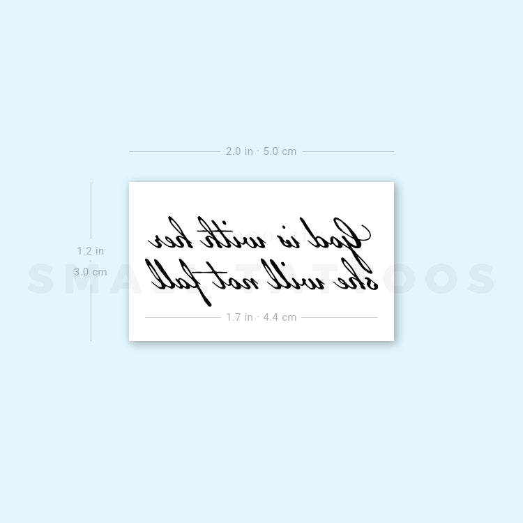 God Is With Her She Will Not Fall Temporary Tattoo (Set of 3)