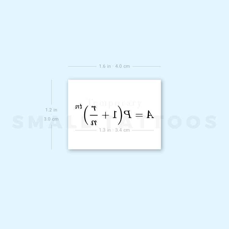 Compound Interest Formula Temporary Tattoo (Set of 3)
