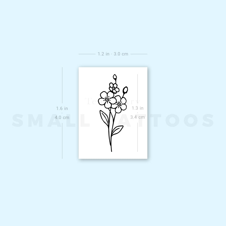 Small Fine Line Forget-me-not Temporary Tattoo (Set of 3)