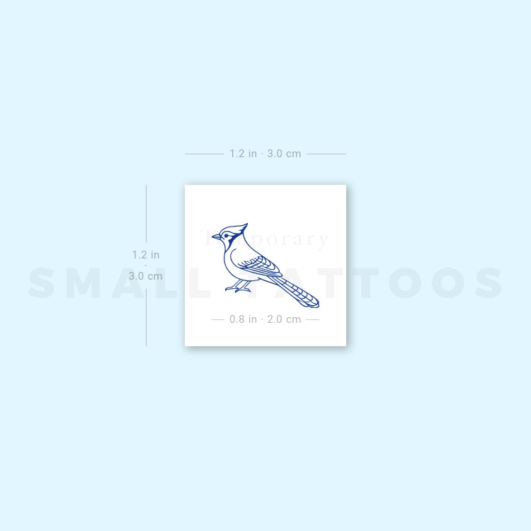 Little Blue Jay Temporary Tattoo (Set of 3)