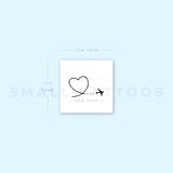 Airplane And Heart Temporary Tattoo (Set of 3)