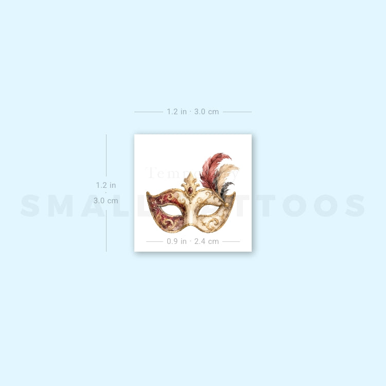 Watercolor Venetian Mask Temporary Tattoo (Set of 3)