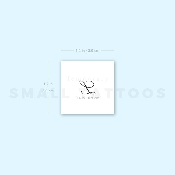 Letter L Script Temporary Tattoo (Set of 3)