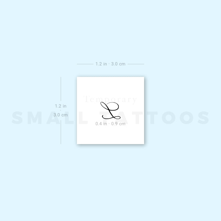 Letter L Script Temporary Tattoo (Set of 3)