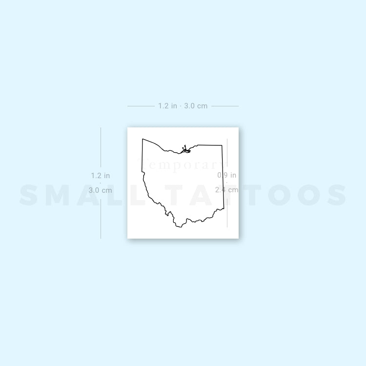 Ohio Map Outline Temporary Tattoo (Set of 3)