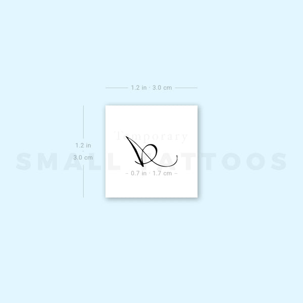 Letter A Script Temporary Tattoo (Set of 3)