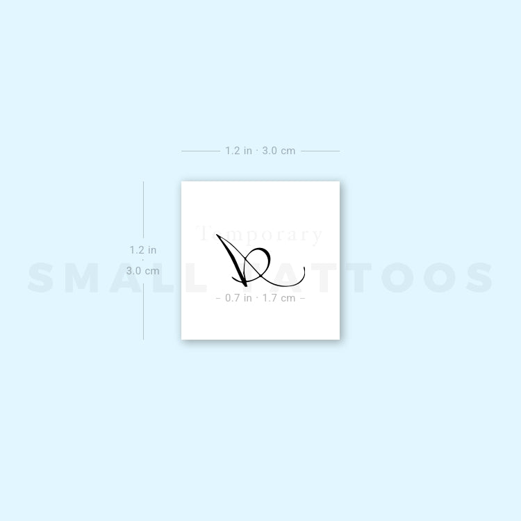 Letter A Script Temporary Tattoo (Set of 3)