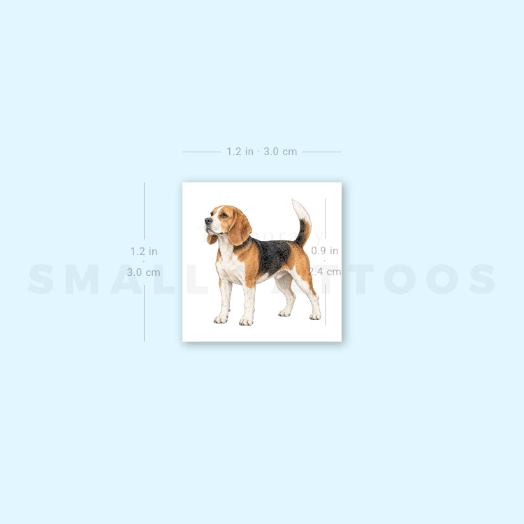 Watercolor Beagle Temporary Tattoo (Set of 3)