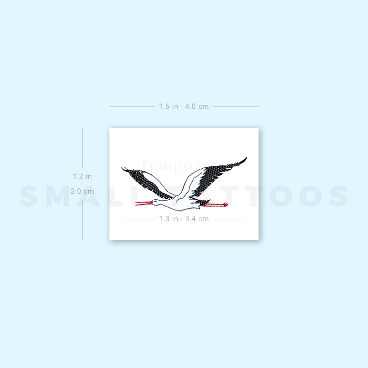 Flying Stork Temporary Tattoo (Set of 3)