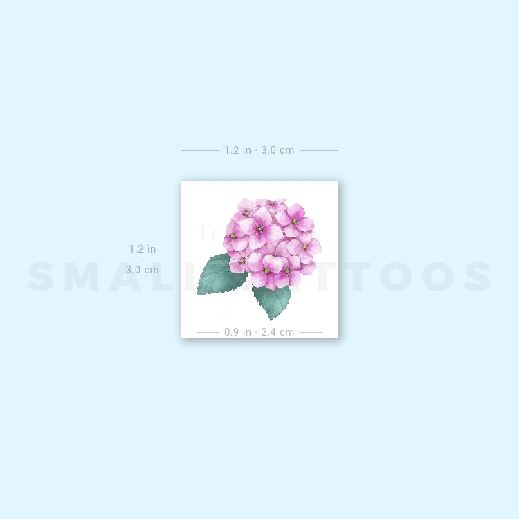Pink Hydrangea Temporary Tattoo (Set of 3)