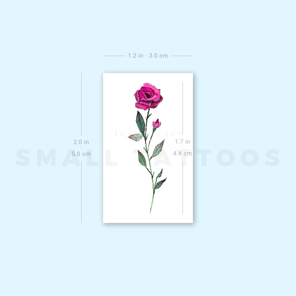 Pink Rose By Lena Fedchenko Temporary Tattoo (Set of 3)