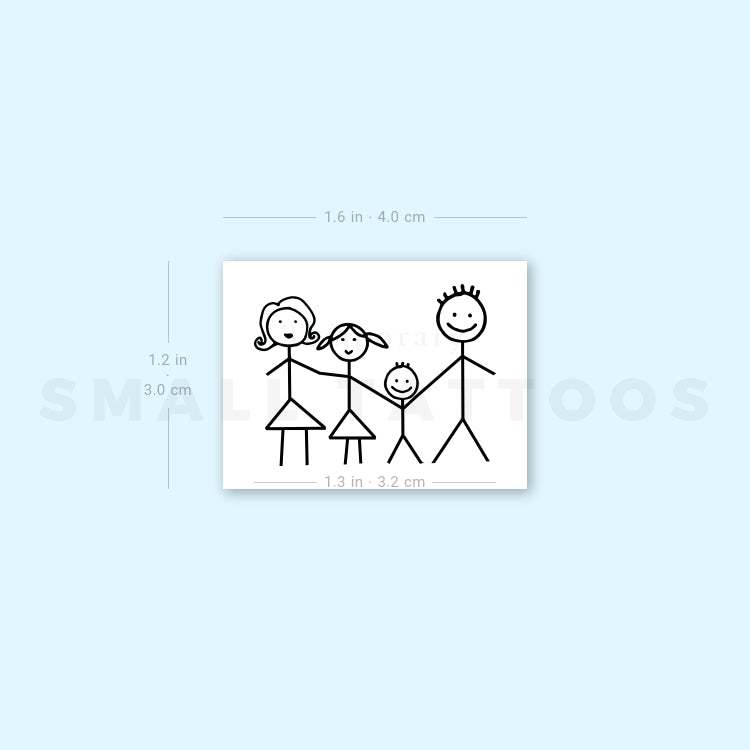 Family Drawing Temporary Tattoo (Set of 3)