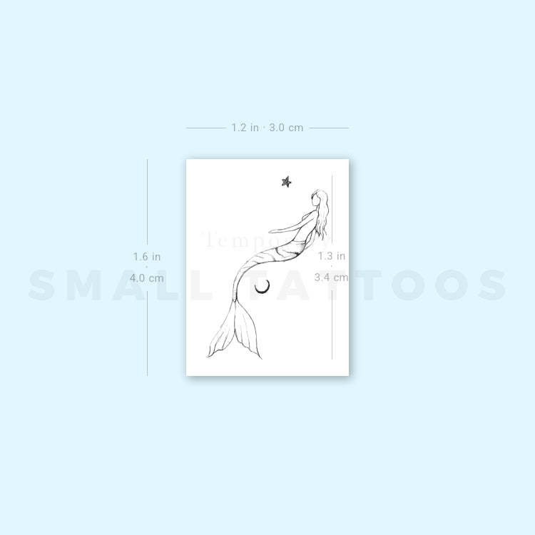Star Moon Mermaid By Stefano Mazza Temporary Tattoo (Set of 3)