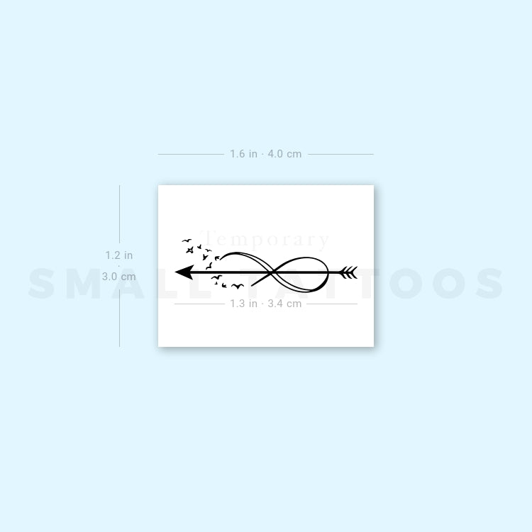 Infinity Arrow Birds Temporary Tattoo (Set of 3)