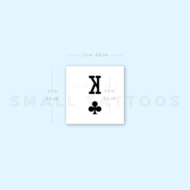 King Of Clubs Temporary Tattoo (Set of 3)