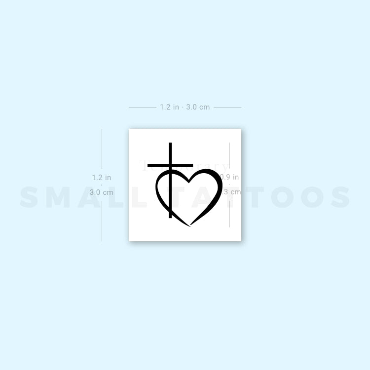Tatuaje temporal de cruz y corazón (juego de 3)