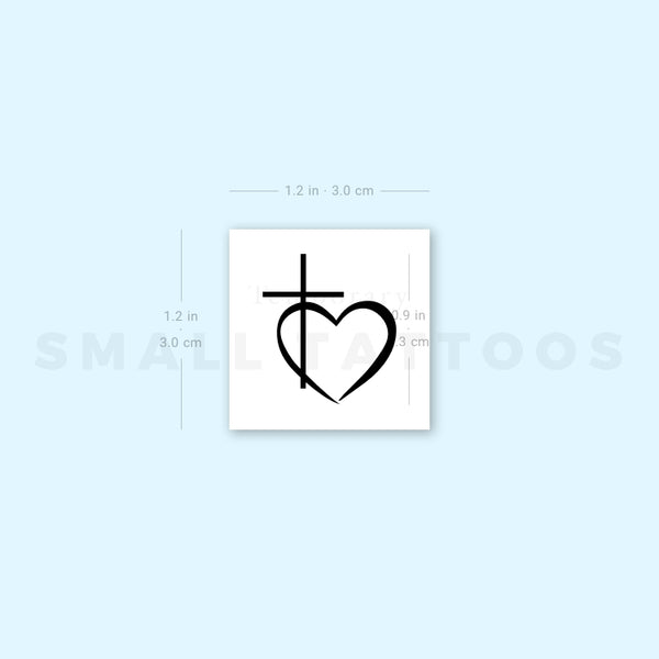 Cross Heart Temporary Tattoo (Set of 3)