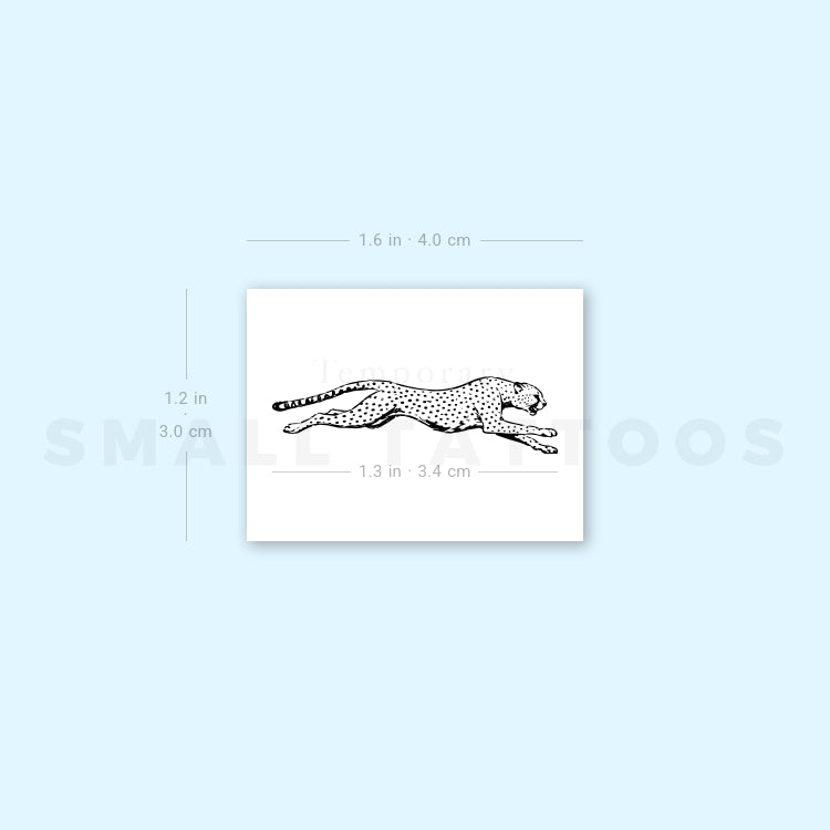 Sprinting Cheetah Temporary Tattoo (Set of 3)