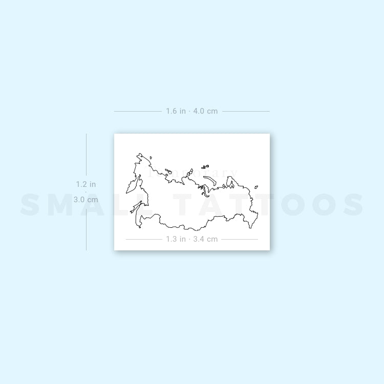 Map Of Russia Temporary Tattoo (Set of 3)