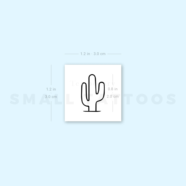 Tatuaje temporal de cactus saguaro pequeño (juego de 3)