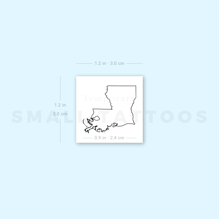 Louisiana Map Outline Temporary Tattoo (Set of 3)