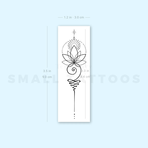 Enlightened Unalome Lotus Temporary Tattoo (Set of 3)