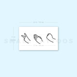 Rock Paper Scissors Hand Gestures Temporary Tattoo (Set of 3)