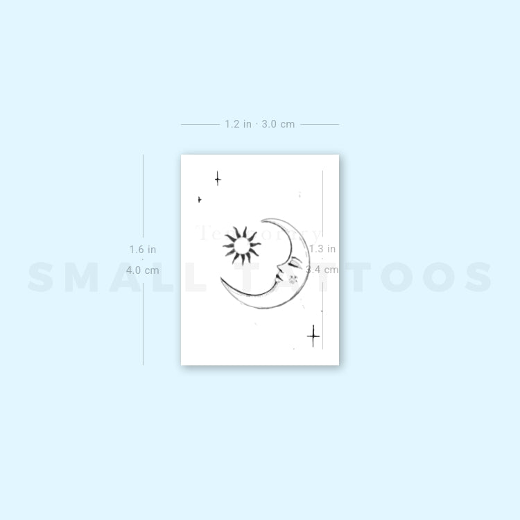 Crescent And Sun By Stefano Mazza Temporary Tattoo (Set of 3)