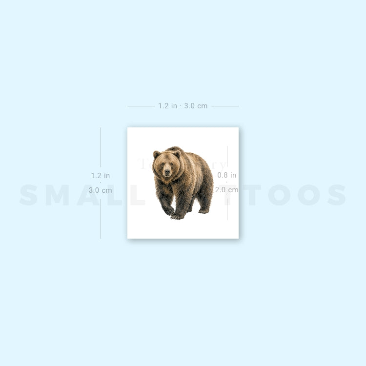 Watercolor Grizzly Bear Temporary Tattoo (Set of 3)