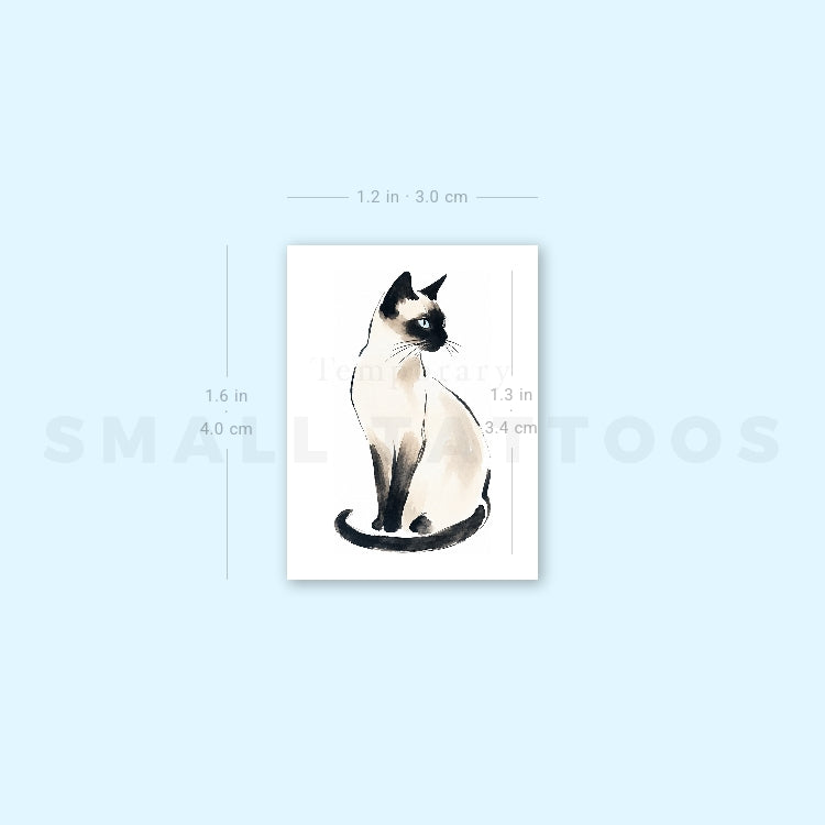 Watercolor Siamese Temporary Tattoo (Set of 3)