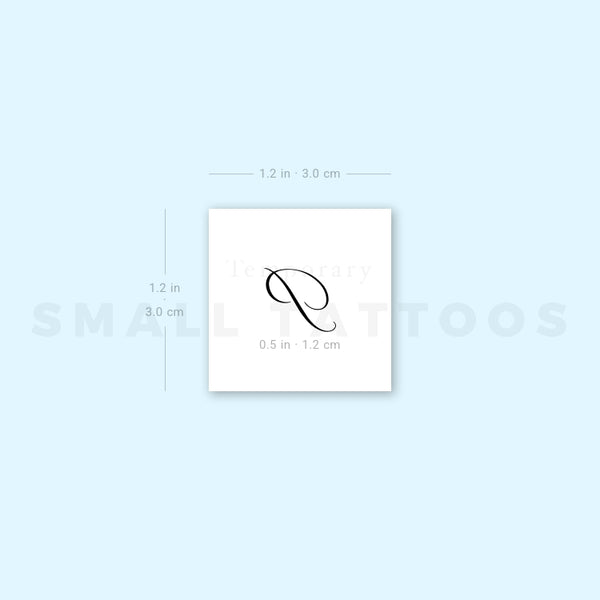 Letter P Script Temporary Tattoo (Set of 3)