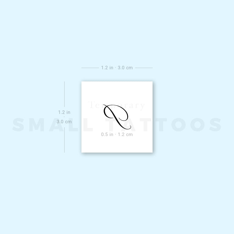 Letter P Script Temporary Tattoo (Set of 3)