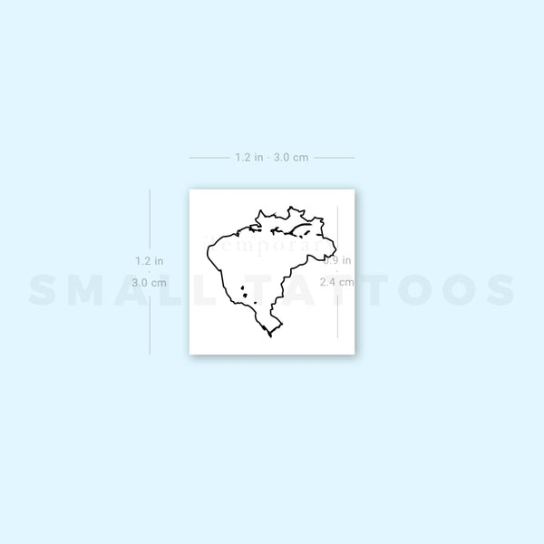 Brazil Map Outline Temporary Tattoo (Set of 3)