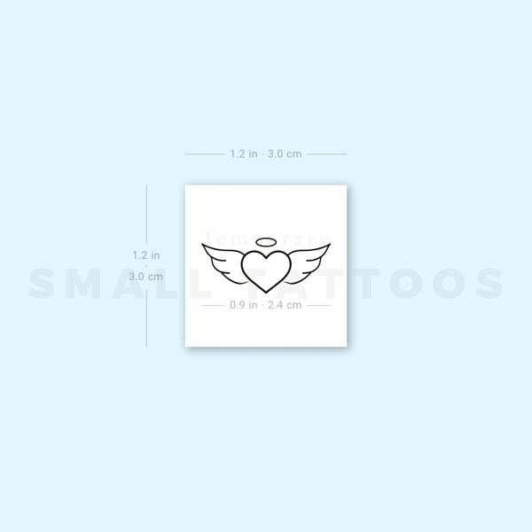Winged Heart And Halo Temporary Tattoo (Set of 3)