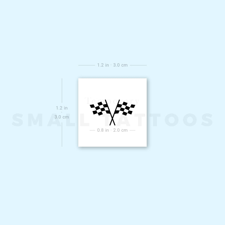 Double Checkered Flag Temporary Tattoo (Set of 3)