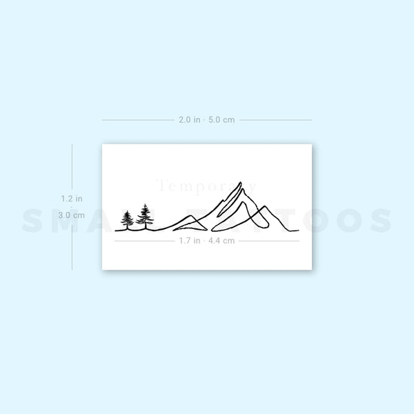 Mountain Lone Pine Trees Temporary Tattoo (Set of 3)