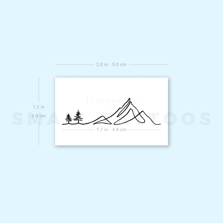 Mountain Lone Pine Trees Temporary Tattoo (Set of 3)