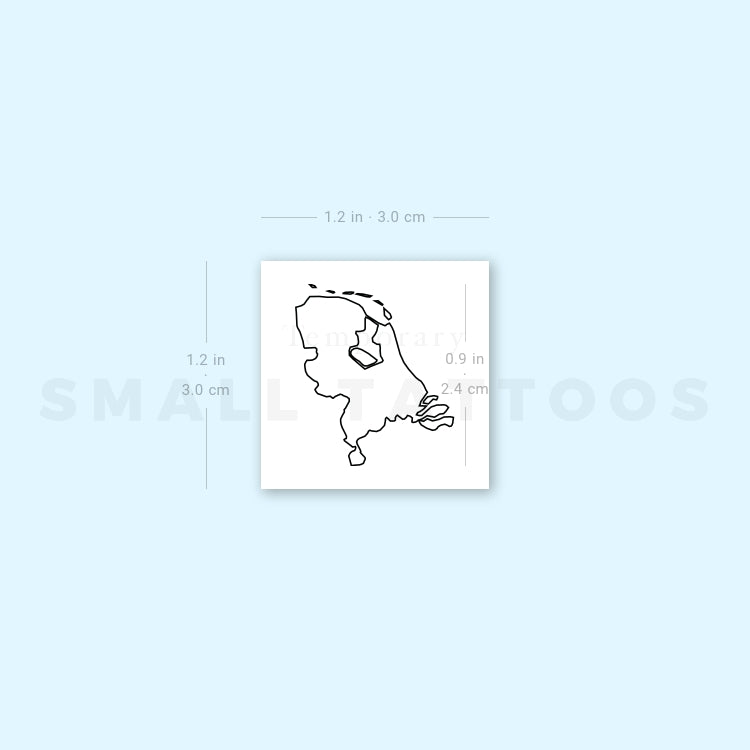 Tatuaje temporal del mapa de los Países Bajos (juego de 3)