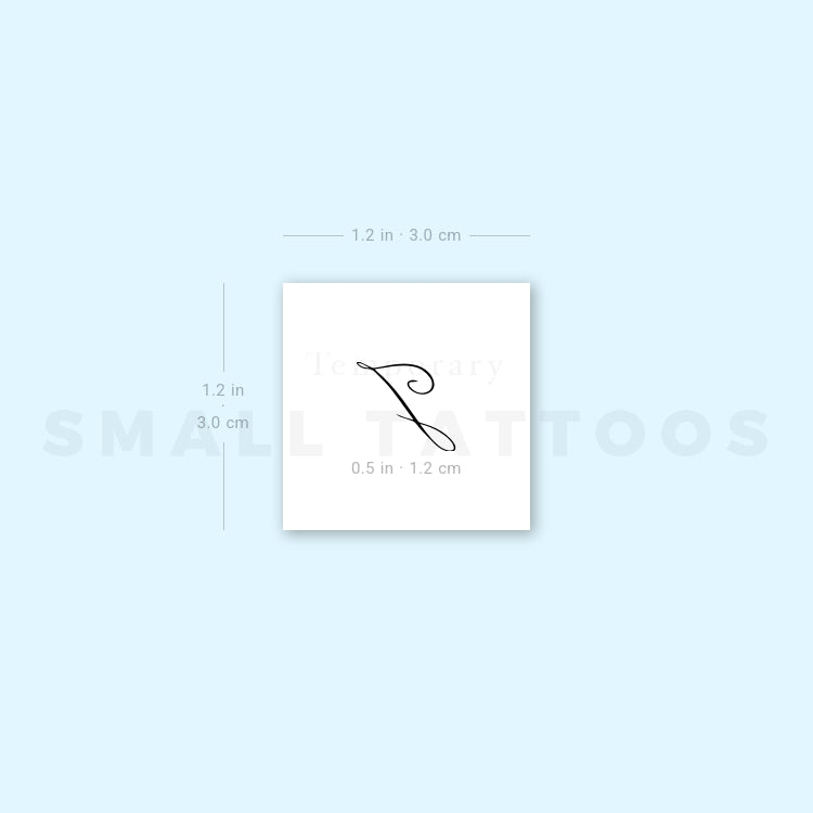 Letter J Script Temporary Tattoo (Set of 3)