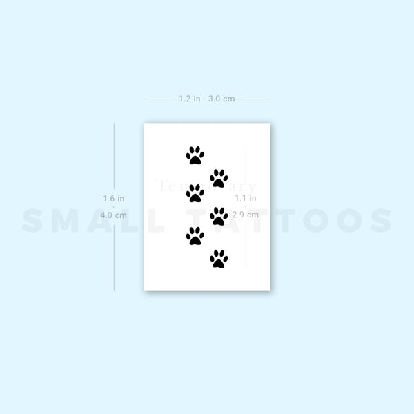 Six Tiny Paw Print Temporary Tattoo (Set of 3)