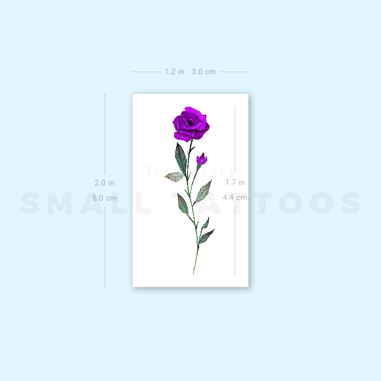 Purple Rose By Lena Fedchenko Temporary Tattoo (Set of 3)