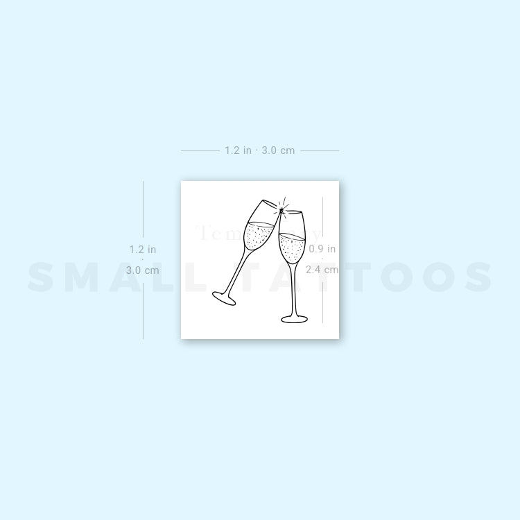 Champagne Glasses Temporary Tattoo (Set of 3)