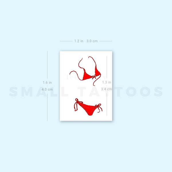 Red Bikini Temporary Tattoo (Set of 3)