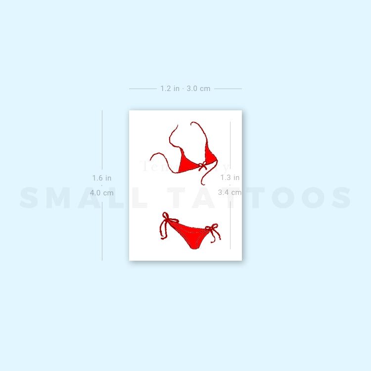 Red Bikini Temporary Tattoo (Set of 3)